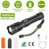 Tactical LED Flashlight Zoomable Rechargeable Search Light Torch 50000LM with 5Modes SOS Night Light For Night Walking Adventures