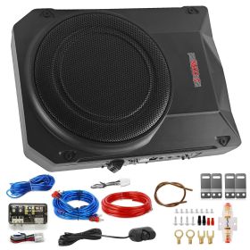 5 Core 10 inch Slim Under Seat Car Audio Subwoofer 800W Active Powered Under-Seat Built in Amplifier Truck Sub Woofer in Enclosure Box + Wiring K