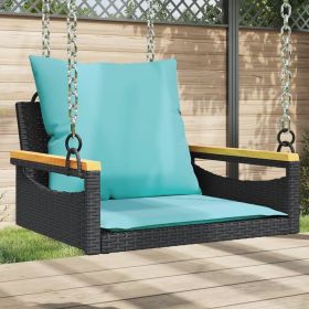 Swing Bench with Cushions Black 24.8"x24.4"x15.7" Poly Rattan