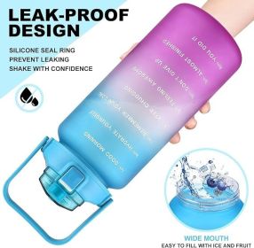2 Pack Motivational Water Bottle With Straw, 27 oz & 64 oz Water Bottle With Times To Drink, Leakproof BPA & Toxic Free, Perfect For Office, Scho