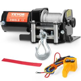 VEVOR Electric Winch ATV UTV 2000 lb Steel Cable IP 55 Waterproof Wired Control