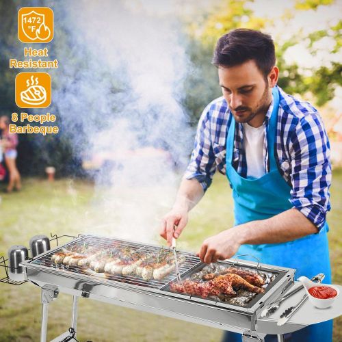 Foldable BBQ Grill Portable Charcoal Barbeque Grill Stainless Steel BBQ Grill For Picnic Camping Backyard Cooking Foldable BBQ Grill Portable Charcoal Barbeque Grill Stainless Steel BBQ Grill For Picnic Camping Backyard Cooking