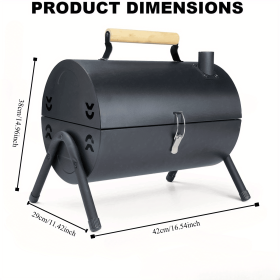 15.8 inches x 11.6 inches x 16.7 inches double-sided desktop charcoal grill with smoking function