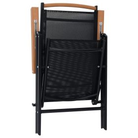 vidaXL Folding Garden Chairs 2 pcs Aluminium and Textilene Black (Option: as picture)