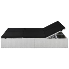 vidaXL Sun Lounger with Cushion Poly Rattan Black (Option: as picture)