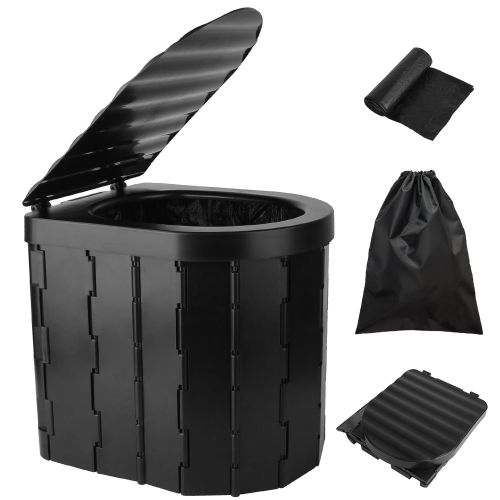 Foldable Emergency Toilet Portable Porta Potty for Car Travel Camping Boating Hiking Cleanable Travel Commode with Lid Carry Bag 1 Roll Garbage B Foldable Emergency Toilet Portable Porta Potty for Car Travel Camping Boating Hiking Cleanable Travel Commode with Lid Carry Bag 1 Roll Garbage B