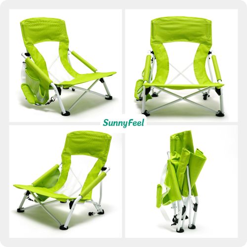 Low Folding Camping Chair, Portable Beach Chairs, Mesh Back Lounger For Outdoor Lawn Beach Camp Picnic