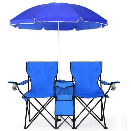 Portable Folding Picnic Double Chair With Umbrella Portable Folding Picnic Double Chair With Umbrella