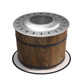 Outsunny Smokeless Fire Pit with Fireproof Mat, 20" Barrel Style Portable Wood Burning Firepit (Color: As Pic)